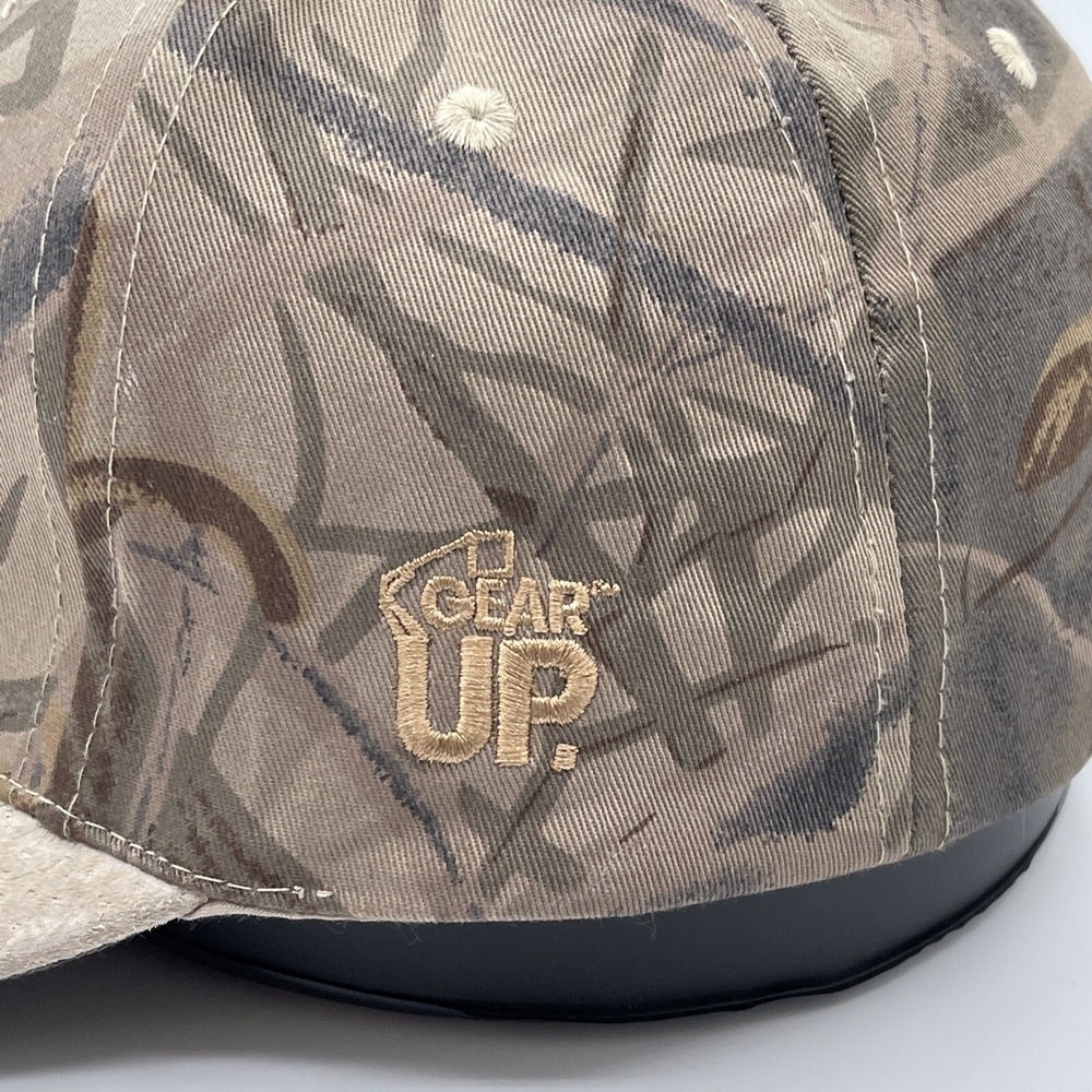 NES Rentals Camouflage Hat Tan Faux Suede Brim Adjustable Gear Up Promo Cap - Picture 7 of 13